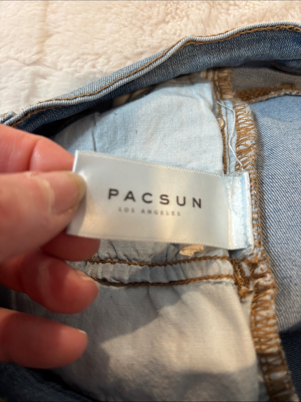 PacSun Light Blue Ripped Cuffed Denim Shorts - Picture 4 of 5